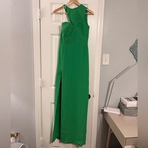 slim fit dress slacks Amanda uprichard jade silk maxi dark green dress main image 1